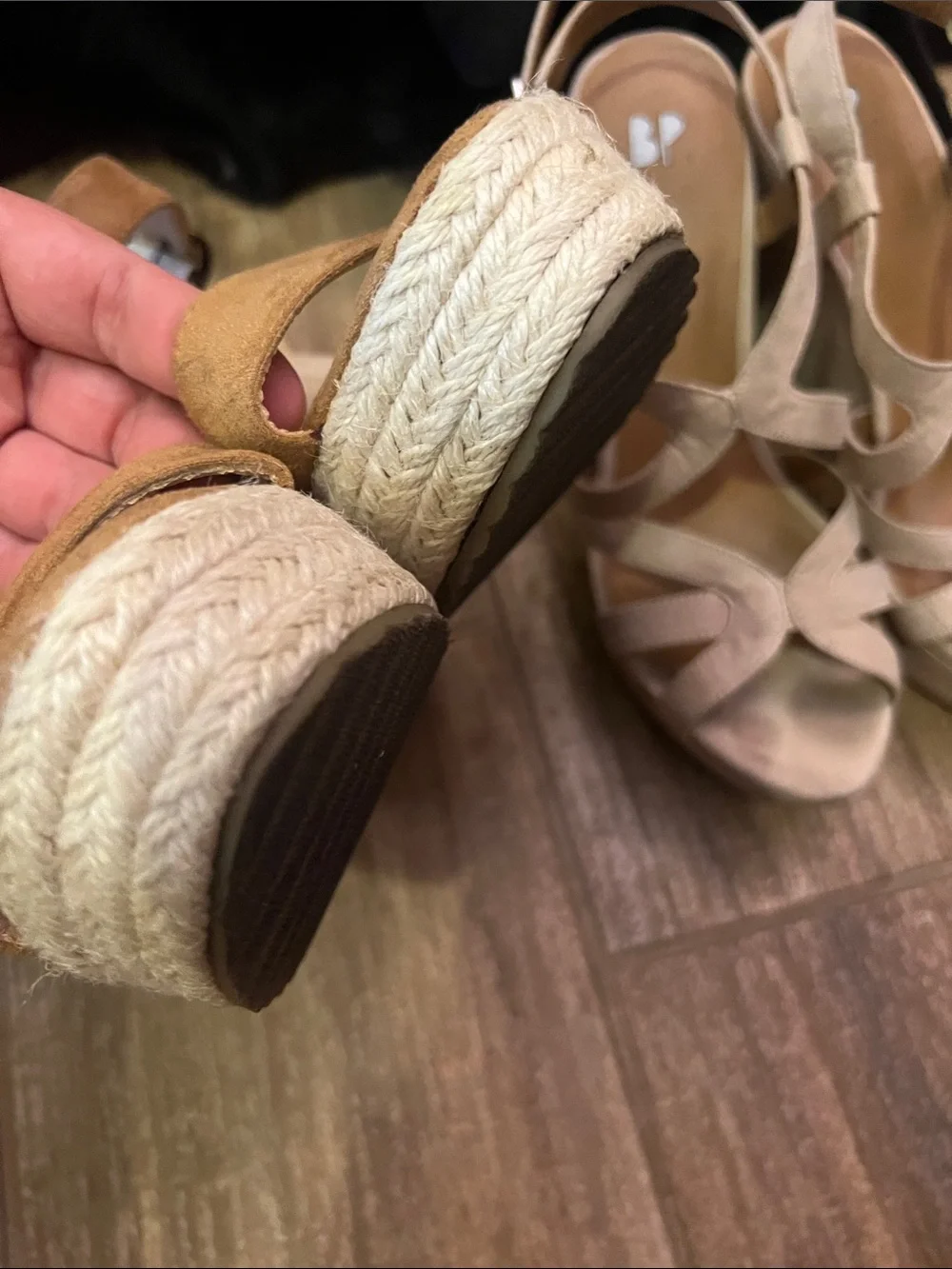 Lot of 2 pairs 7.5 women’s wedges brown nude Vicki-Vicki BP